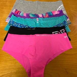 Pink Victoria’s Secret bundle of 5 NWOT underwear SIze Large